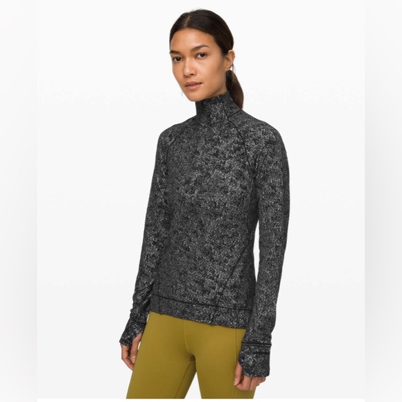 lululemon athletica Tops - Lululemon Women’s Outrun the Elements 1/2 Zip Misted Jacquard Black White - 8